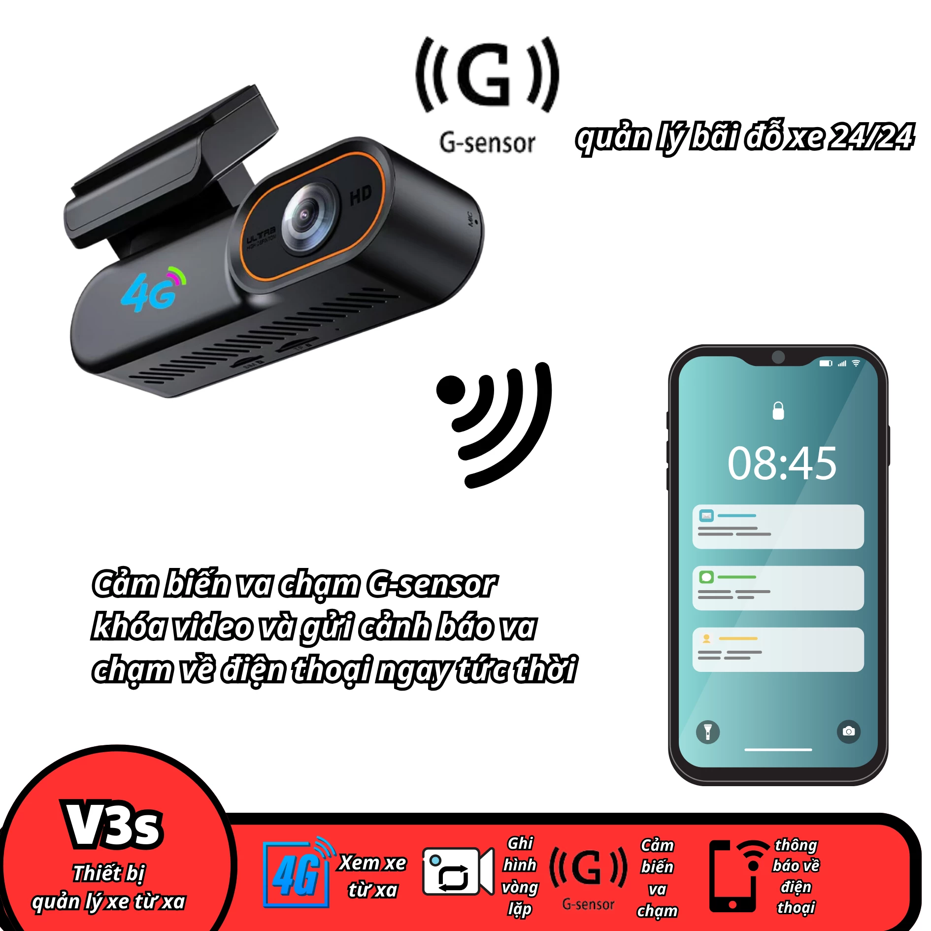 Camera hành trình V3 Plus 4G  – Quản lý xe liên tục, xem trực tiếp từ xa, ghi đè vòng lặp thông minh, độ phân giải FullHD sắc nét... 5