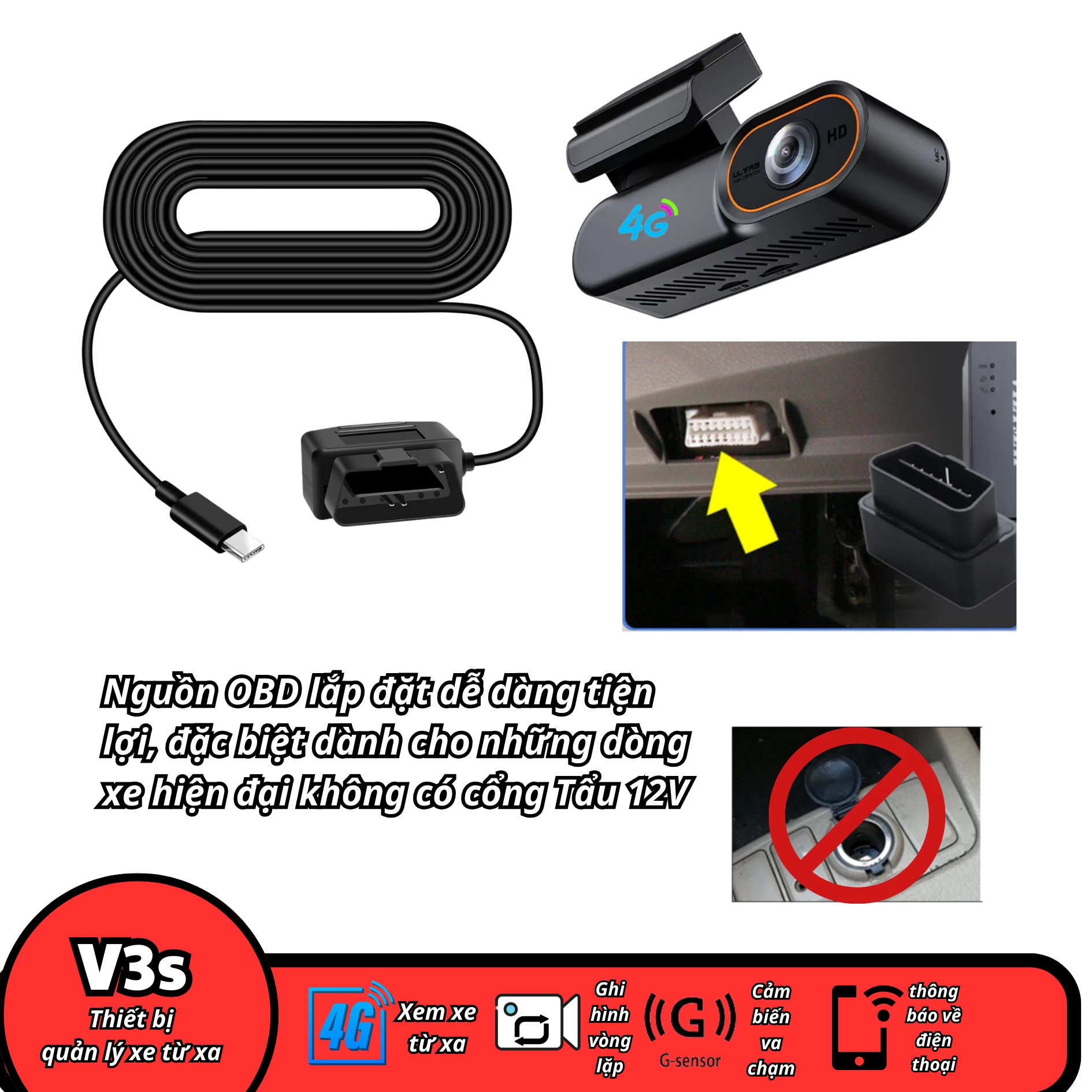 Camera hành trình V3 Plus 4G  – Quản lý xe liên tục, xem trực tiếp từ xa, ghi đè vòng lặp thông minh, độ phân giải FullHD sắc nét... 1