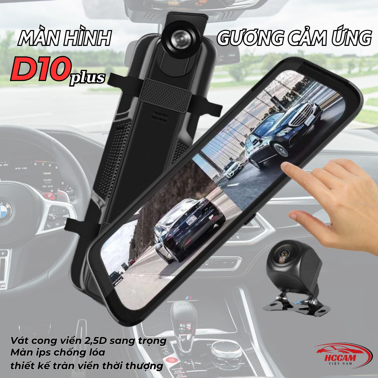 Camera hành trình D10Plus ghi hình vòng lặp thông minh 2 kênh trước sau, hỗ trợ vạch kẻ vùi xe, gắn gương tiện lợi, kết nối điện thoại trích xuất file nhanh chóng... 4