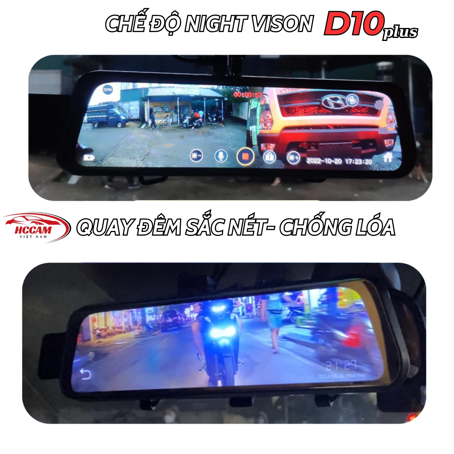 Camera hành trình D10Plus ghi hình vòng lặp thông minh 2 kênh trước sau, hỗ trợ vạch kẻ vùi xe, gắn gương tiện lợi, kết nối điện thoại trích xuất file nhanh chóng... 6