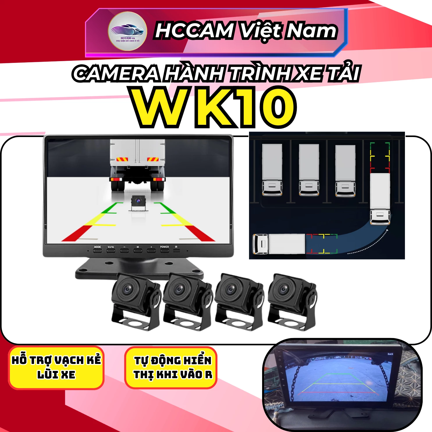 Camera Hành Trình, Xóa Điểm Mù WK10 – QUẢN LÝ An Toàn Cho Xe Tải, xe đầu kèo, cảnh báo điểm mù 1