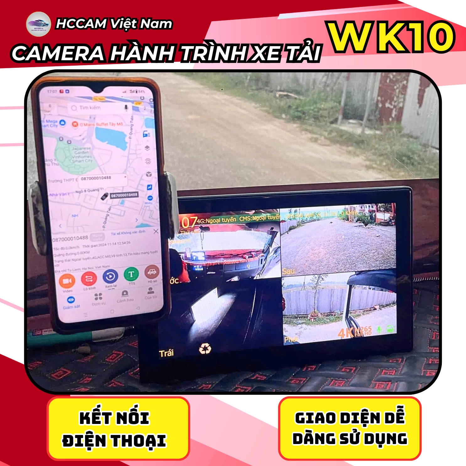 Camera Hành Trình, Xóa Điểm Mù WK10 – QUẢN LÝ An Toàn Cho Xe Tải, xe đầu kèo, cảnh báo điểm mù 5