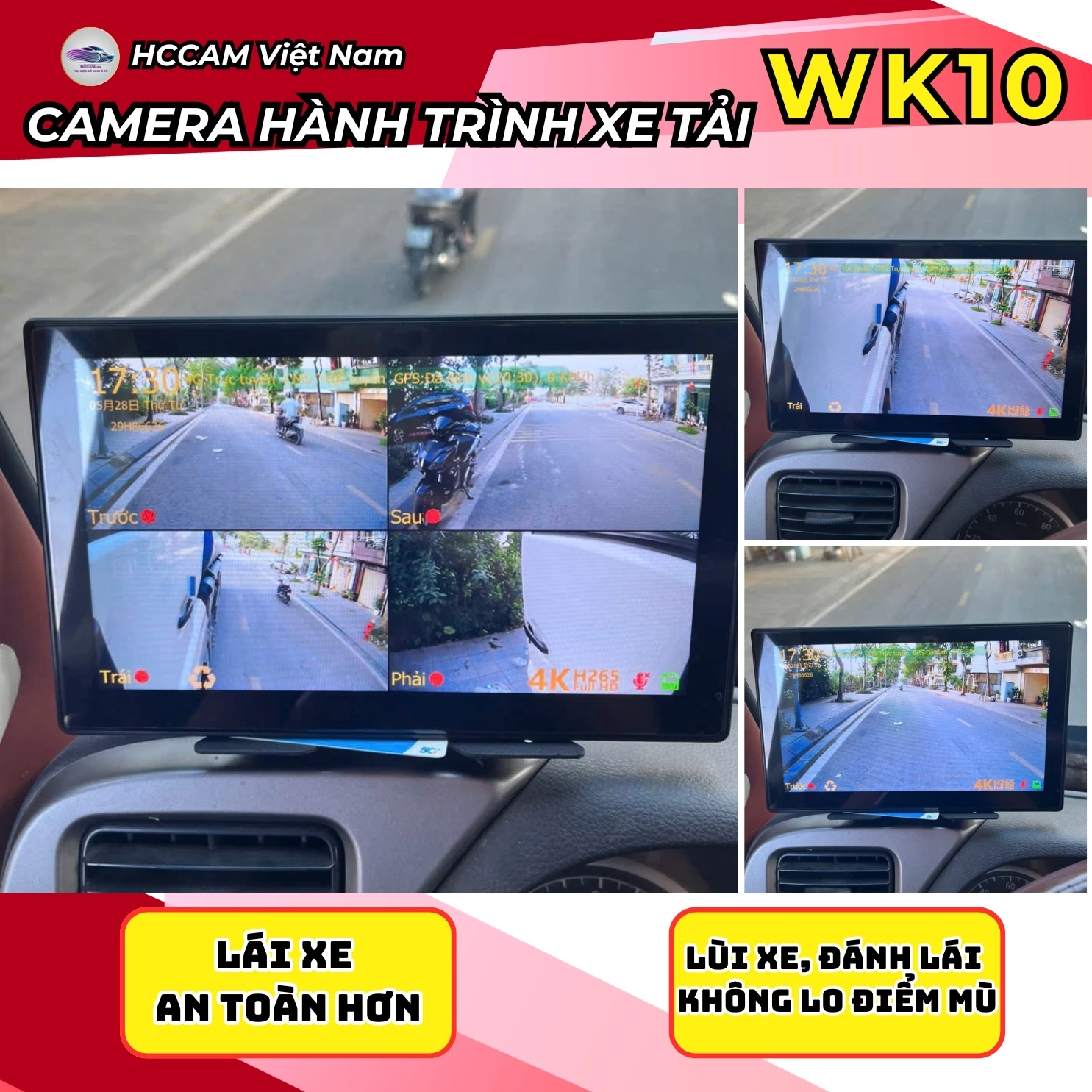 Camera Hành Trình, Xóa Điểm Mù WK10 – QUẢN LÝ An Toàn Cho Xe Tải, xe đầu kèo, cảnh báo điểm mù 6