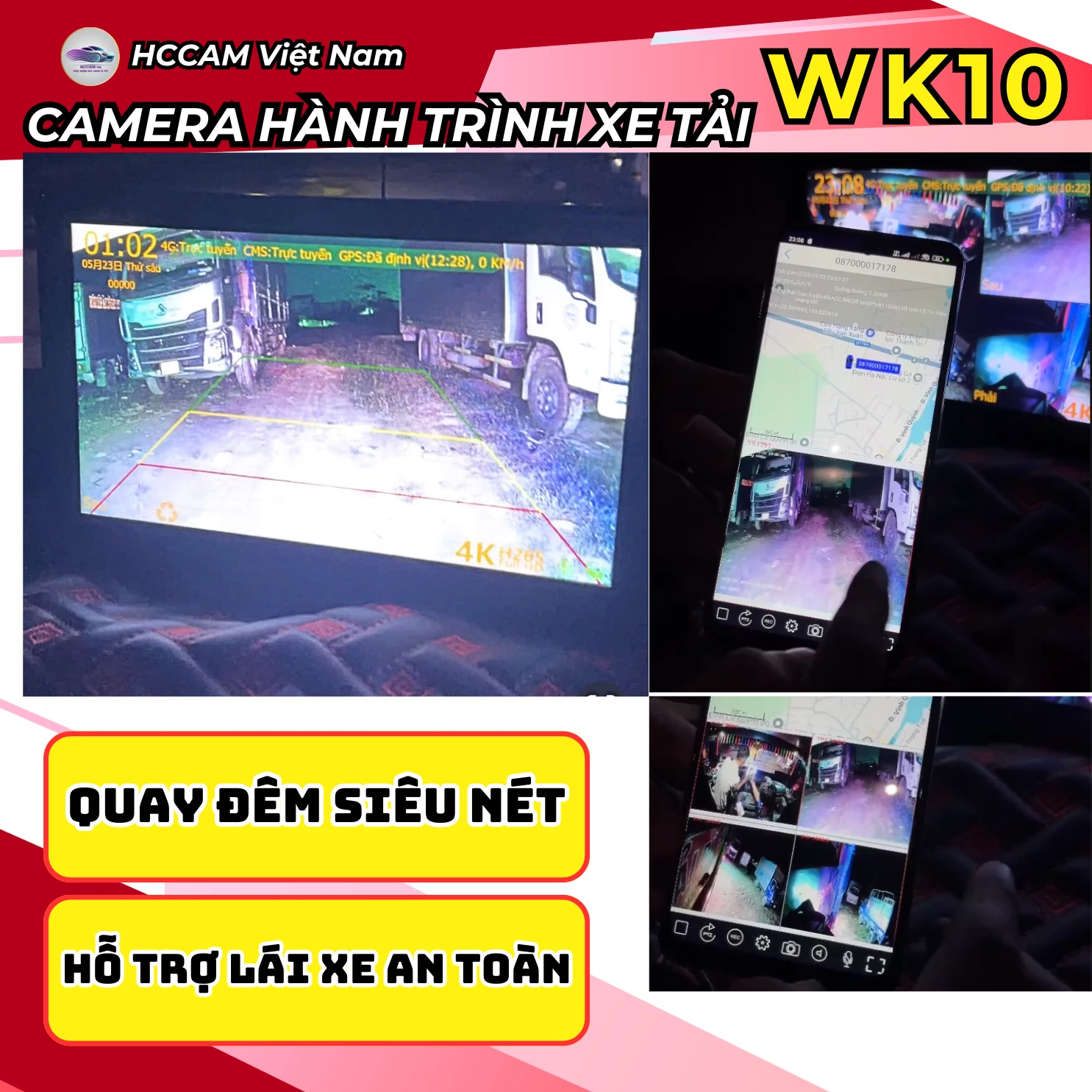 Camera Hành Trình, Xóa Điểm Mù WK10 – QUẢN LÝ An Toàn Cho Xe Tải, xe đầu kèo, cảnh báo điểm mù 8