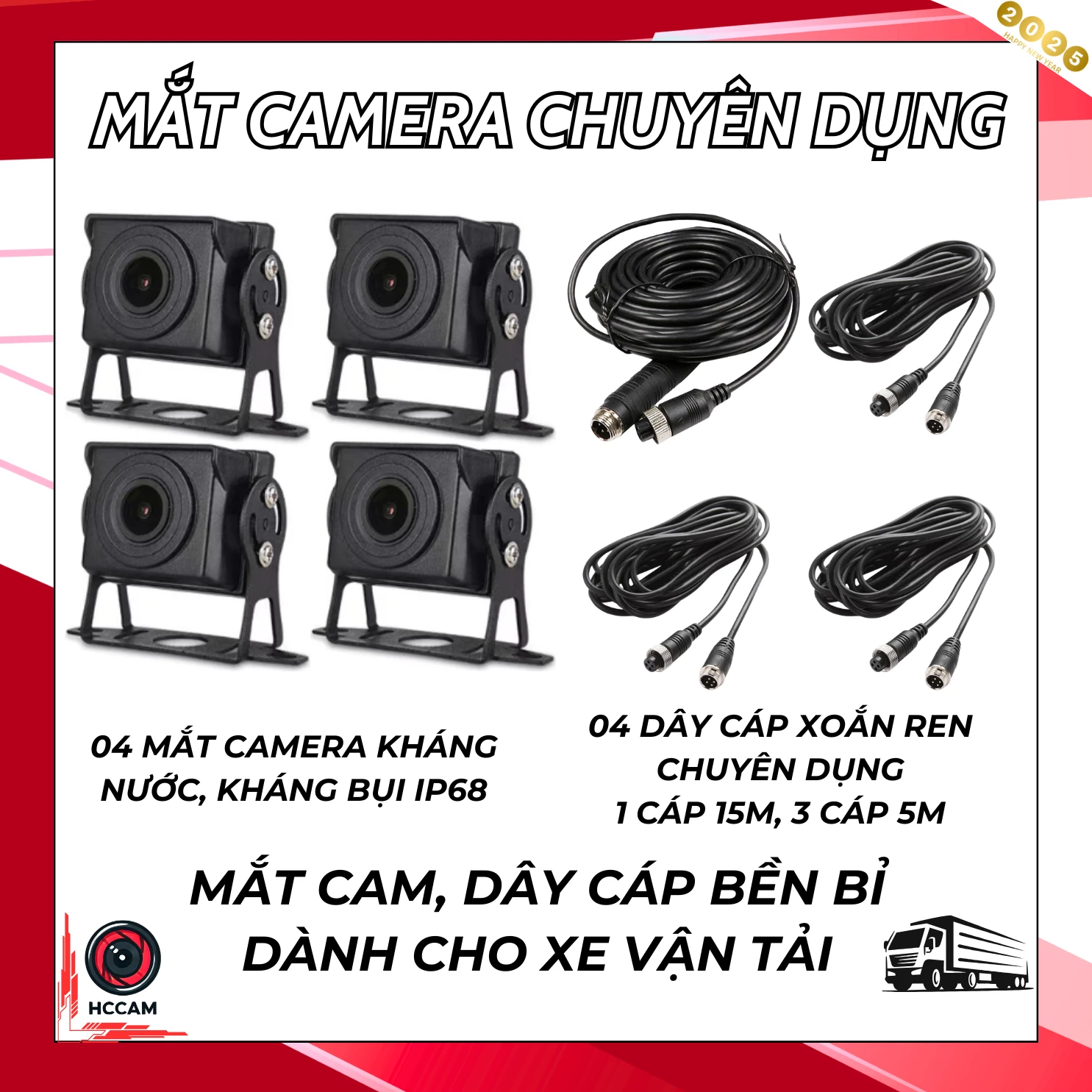 Camera hành trình TR07, 4 mắt camera sắc nét, chống nước IP68 giúp xóa điểm mù xe kích thước lớn. 2