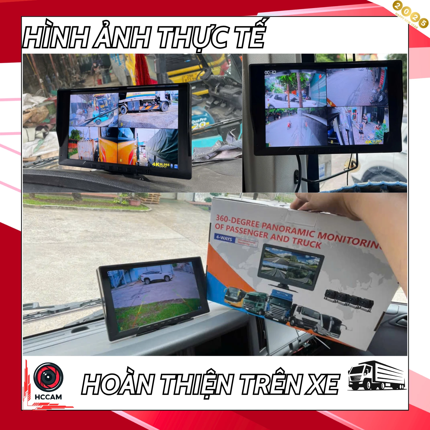 Camera hành trình TR07, 4 mắt camera sắc nét, chống nước IP68 giúp xóa điểm mù xe kích thước lớn. 4