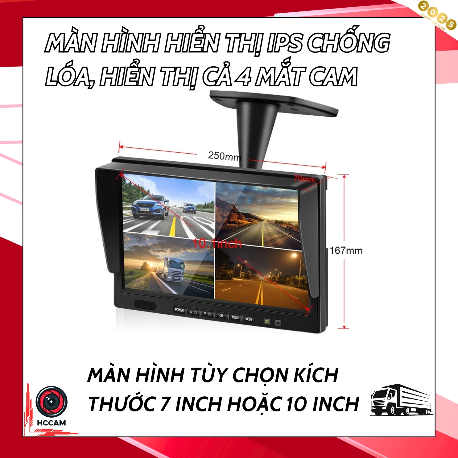Camera hành trình TR07, 4 mắt camera sắc nét, chống nước IP68 giúp xóa điểm mù xe kích thước lớn. 8