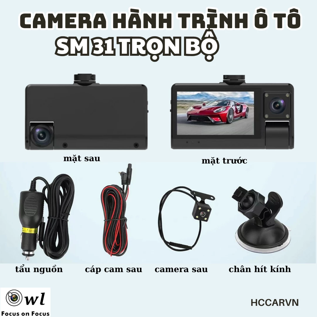 Camera hành trình ghi hình 3 mắt SM31, có kết nối điện thoại, tích hợp camera lùi và hồng ngoại quay trong xe... 5