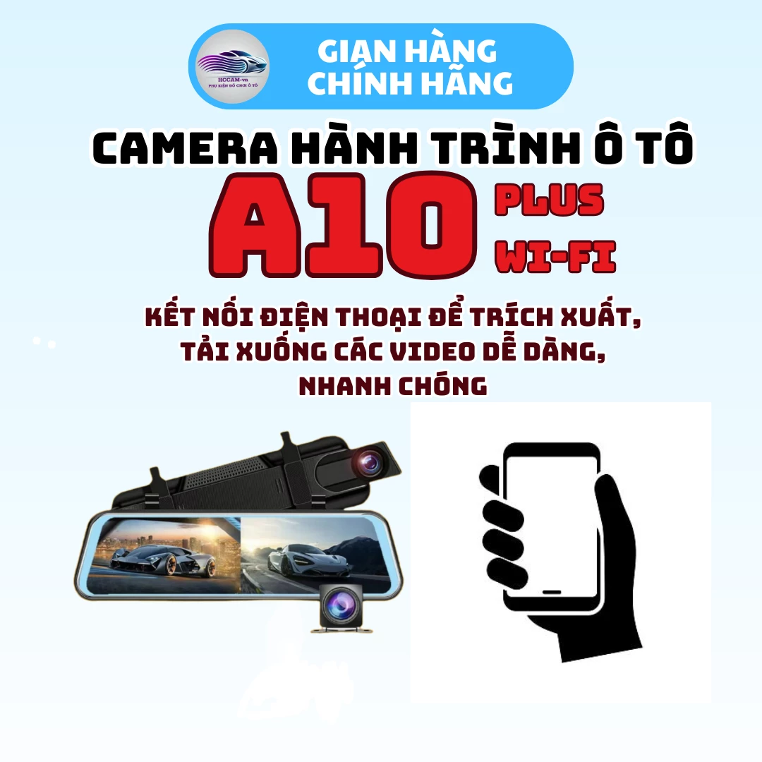 Camera hành trình A10 Plus WI-Fi, ghi hình vòng lặp thông minh 2 kênh trước sau, hỗ trợ vạch kẻ vùi xe, gắn gương tiện lợi, kết nối điện thoại trích xuất file nhanh chóng... 1