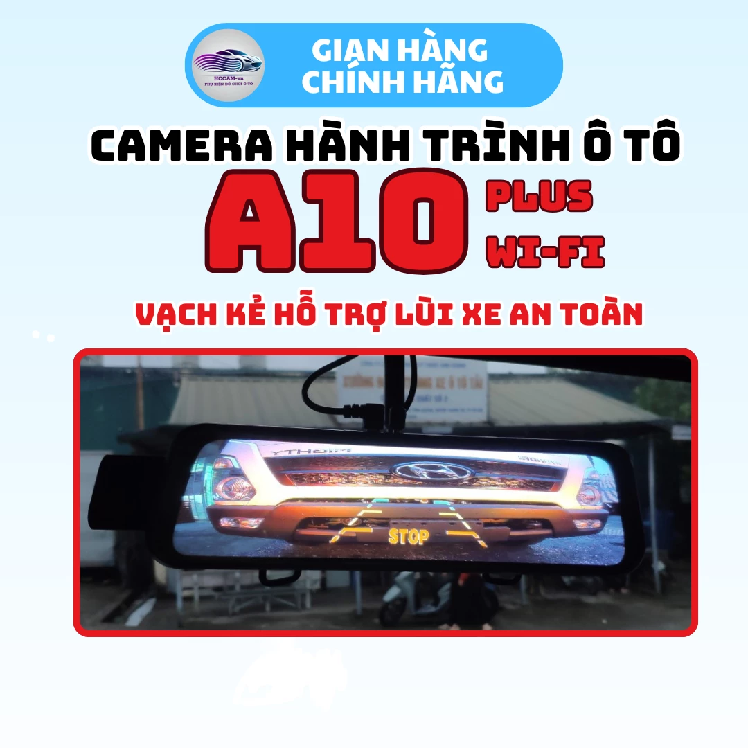 Camera hành trình A10 Plus WI-Fi, ghi hình vòng lặp thông minh 2 kênh trước sau, hỗ trợ vạch kẻ vùi xe, gắn gương tiện lợi, kết nối điện thoại trích xuất file nhanh chóng... 3