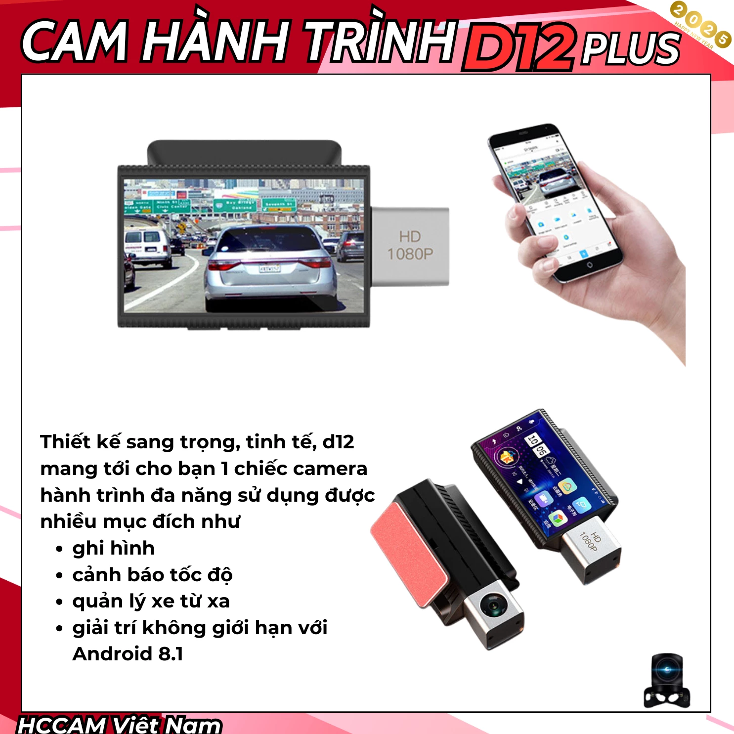 Camera hành trình Android D12 4g, Cảnh báo tốc độ, cảnh báo phạt nguội, xem xe online, giải trí online 1