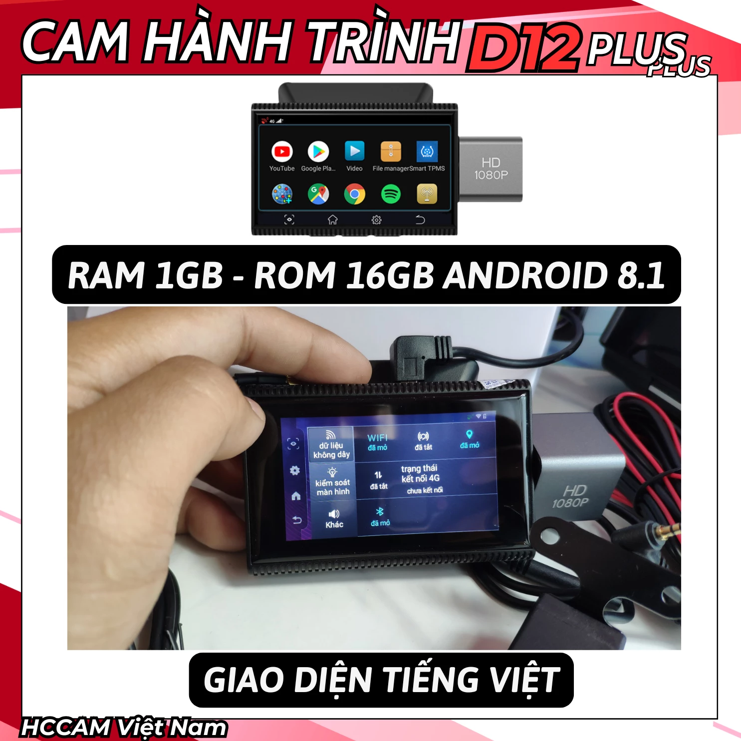 Camera hành trình Android D12 4g, Cảnh báo tốc độ, cảnh báo phạt nguội, xem xe online, giải trí online 7