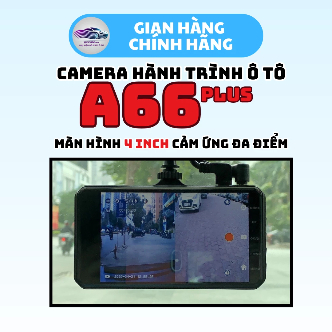 Camera hành trình A66 Plus, ghi hình 2 mắt cam trước sau 1296P + 720P, màn hình cảm ứng 4inch, ghi hình vòng lặp thông minh... 4