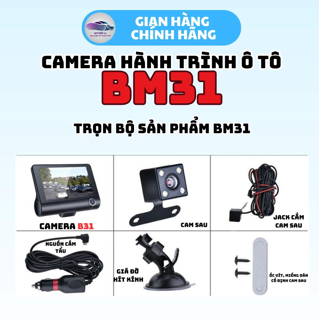 Camera hành trình BM31, ghi hình đồng thời 3 mắt cam, có chế độ vạch kẻ lùi, giao diện tiếng việt dễ sử dụng, ghi đè vòng lặp thông minh 4