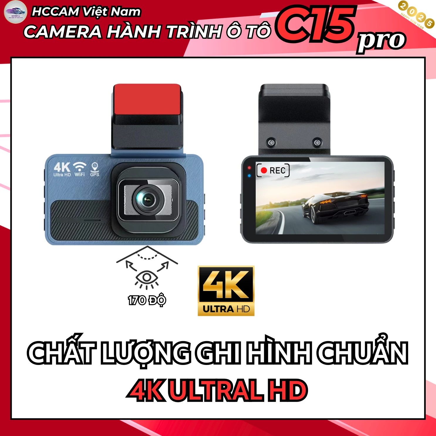 Camera hành trình C15 pro ghi hình 2 kênh chất lượng 4k+1080P, ADAS, BSD, LCA 2