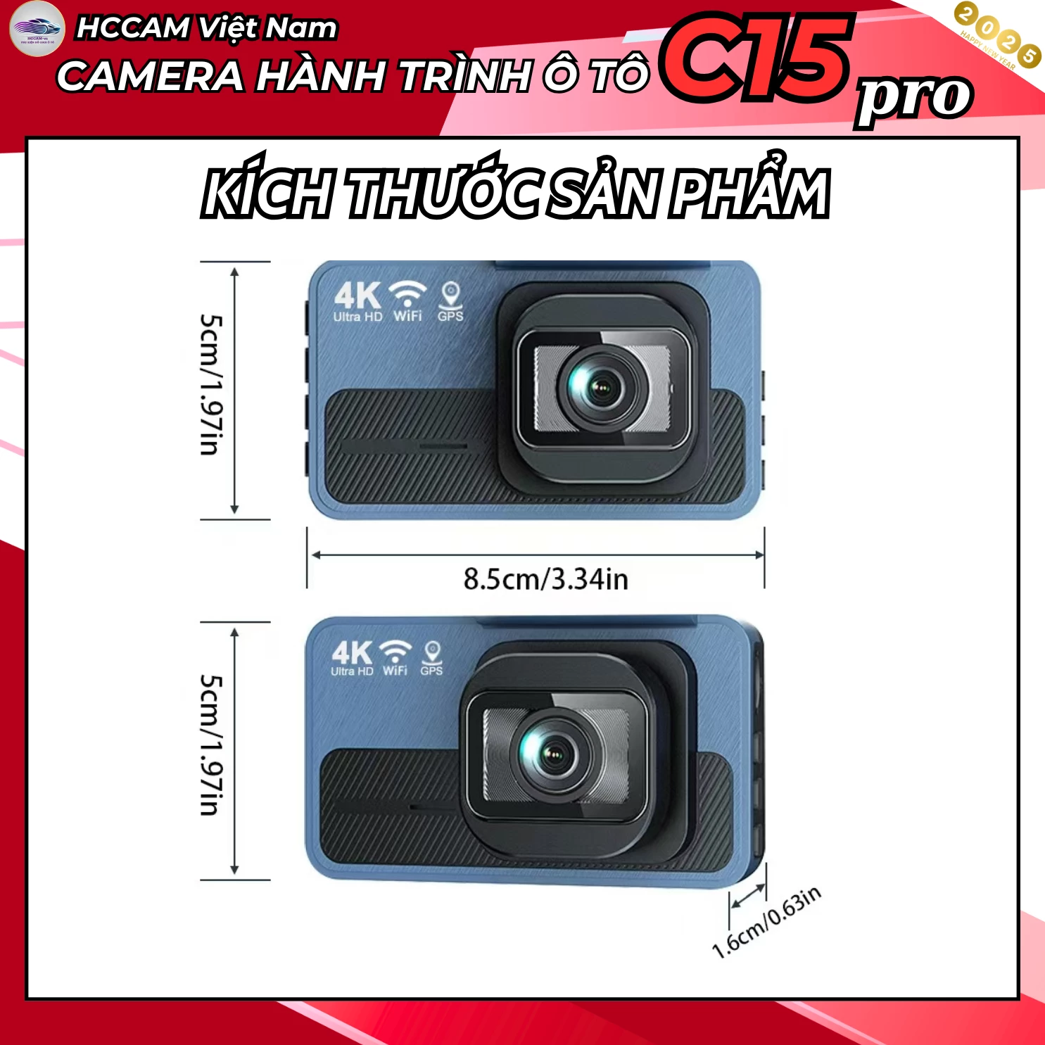 Camera hành trình C15 pro ghi hình 2 kênh chất lượng 4k+1080P, ADAS, BSD, LCA 4