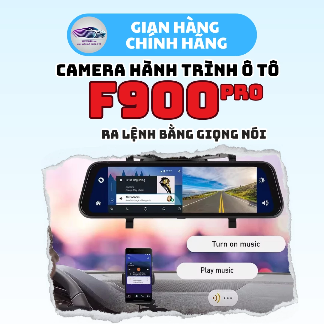 Camera hành trình gắn gương HCCam F900 Pro ghi hình đồng thời 2 kênh, kết nối carplay, android auto không dây... 4