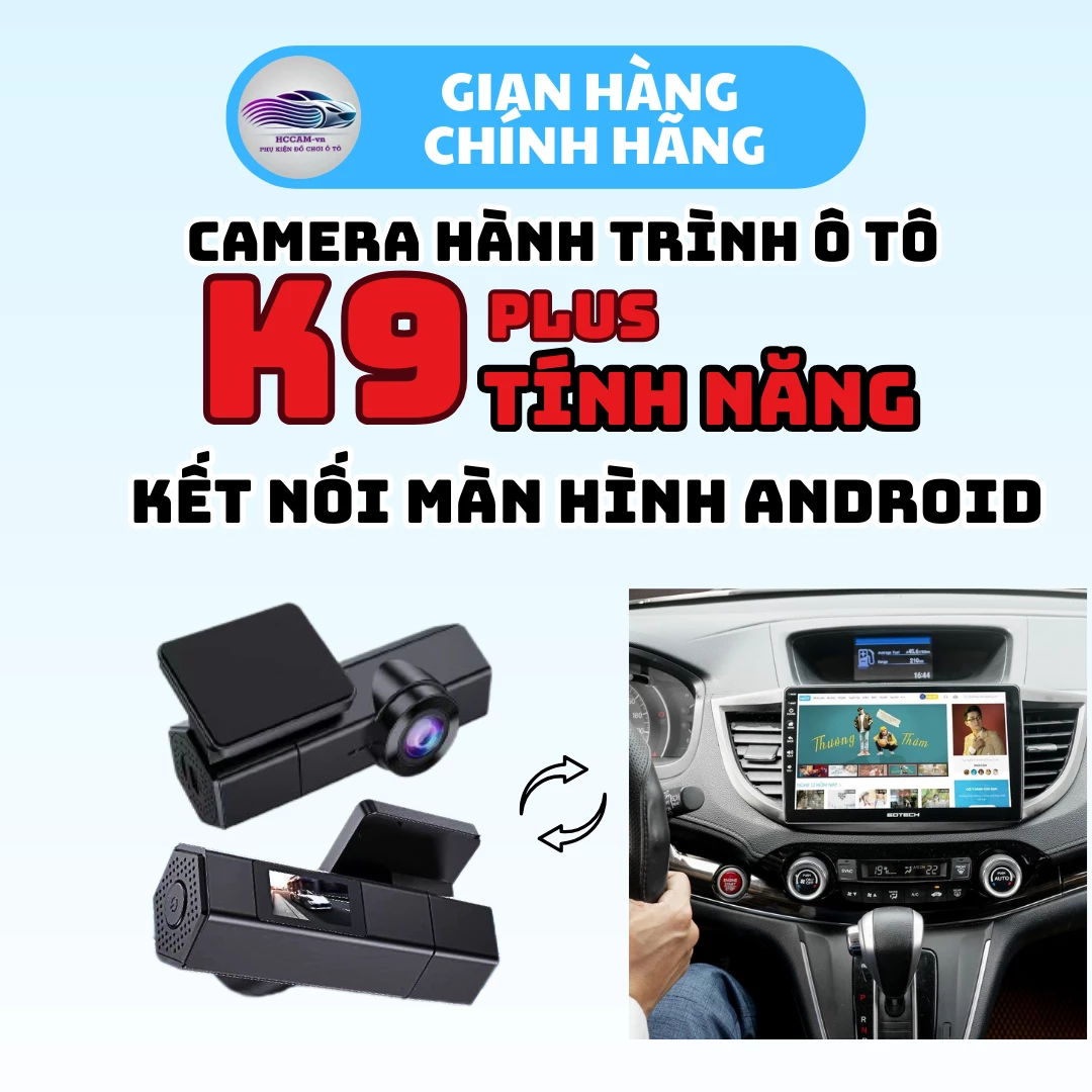 Camera hành trình K9 plus, ghi hình FULLHD 1080P, kết nối điện thoại xoay 360 độ quay trước hoăc trong xe. 5