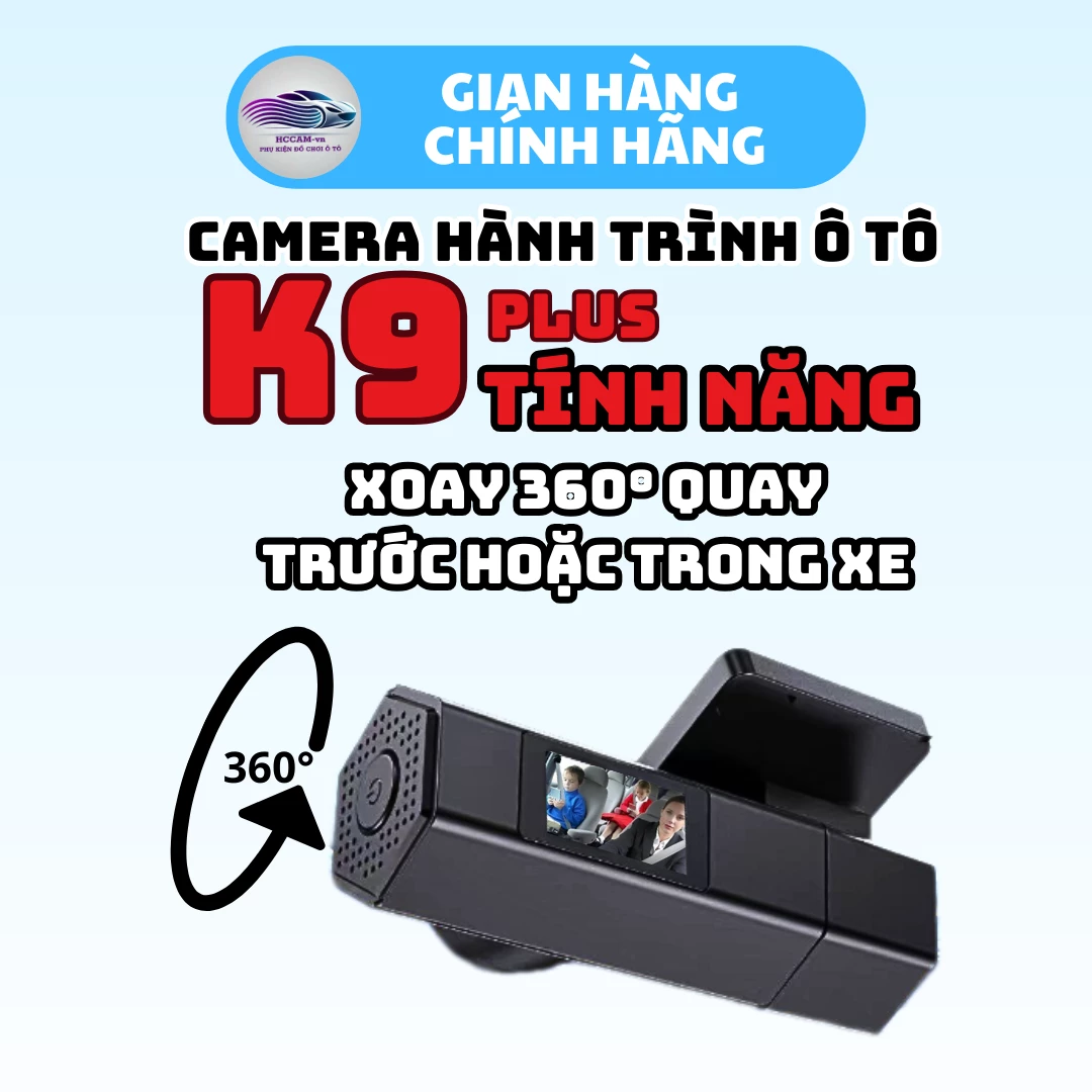 Camera hành trình K9 plus, ghi hình FULLHD 1080P, kết nối điện thoại xoay 360 độ quay trước hoăc trong xe. 6