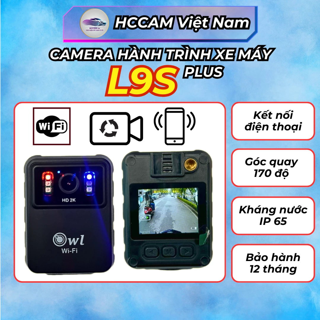 Camera hành trình xe máy L9S Plus Wifi - Ghi hình 1080FHD/2K, Pin 2000mAh, Quay liên tục 4.5-5h, Chống nước IP65, Thiết kế siêu bền, Phụ kiện xe máy/đi phượt/dash cam