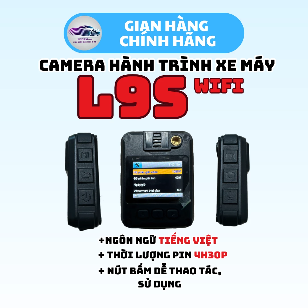 Camera hành trình xe máy L9S Plus Wifi - Ghi hình 1080FHD/2K, Pin 2000mAh, Quay liên tục 4.5-5h, Chống nước IP65, Thiết kế siêu bền, Phụ kiện xe máy/đi phượt/dash cam 2