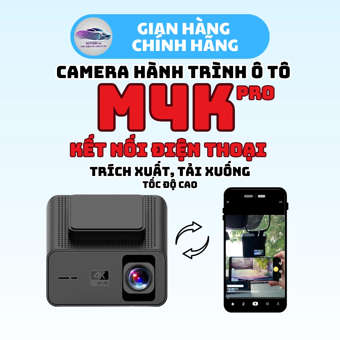 M4K Pro - Camera Hành Trình 4K + 1080p Ghi Hình Toàn Diện Trước Sau, Kết Nối Điện Thoại Hiện Đại, Ghi hình vòng lặp thông minh. 3