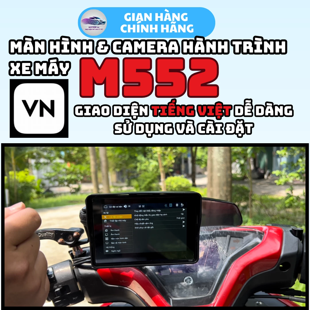 Camera hành trình kiêm màn hình xe máy M552 Full HD 1080, Kết nối CarPlay và Android Auto, Chống nước IP67, Hỗ trợ Bản đồ chỉ đường qua kết nối điện thoại và Ghi hình vòng lặp 2