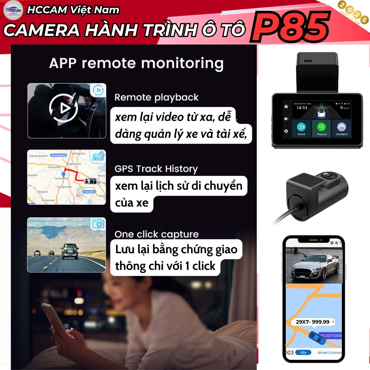 Camera hành trình P83 - Quản lý xe từ xa, đàm thoại 2 chiều, xem lại lộ trình, ghi đè vòng lặp thông minh... 2