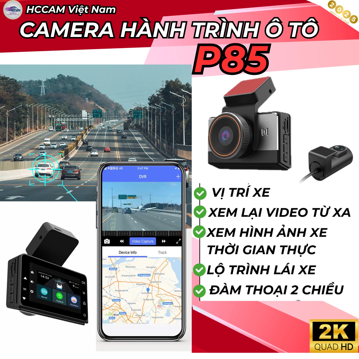 Camera hành trình P83 - Quản lý xe từ xa, đàm thoại 2 chiều, xem lại lộ trình, ghi đè vòng lặp thông minh... 3