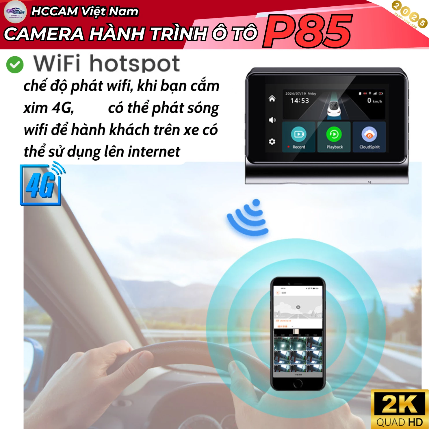 Camera hành trình P83 - Quản lý xe từ xa, đàm thoại 2 chiều, xem lại lộ trình, ghi đè vòng lặp thông minh... 6