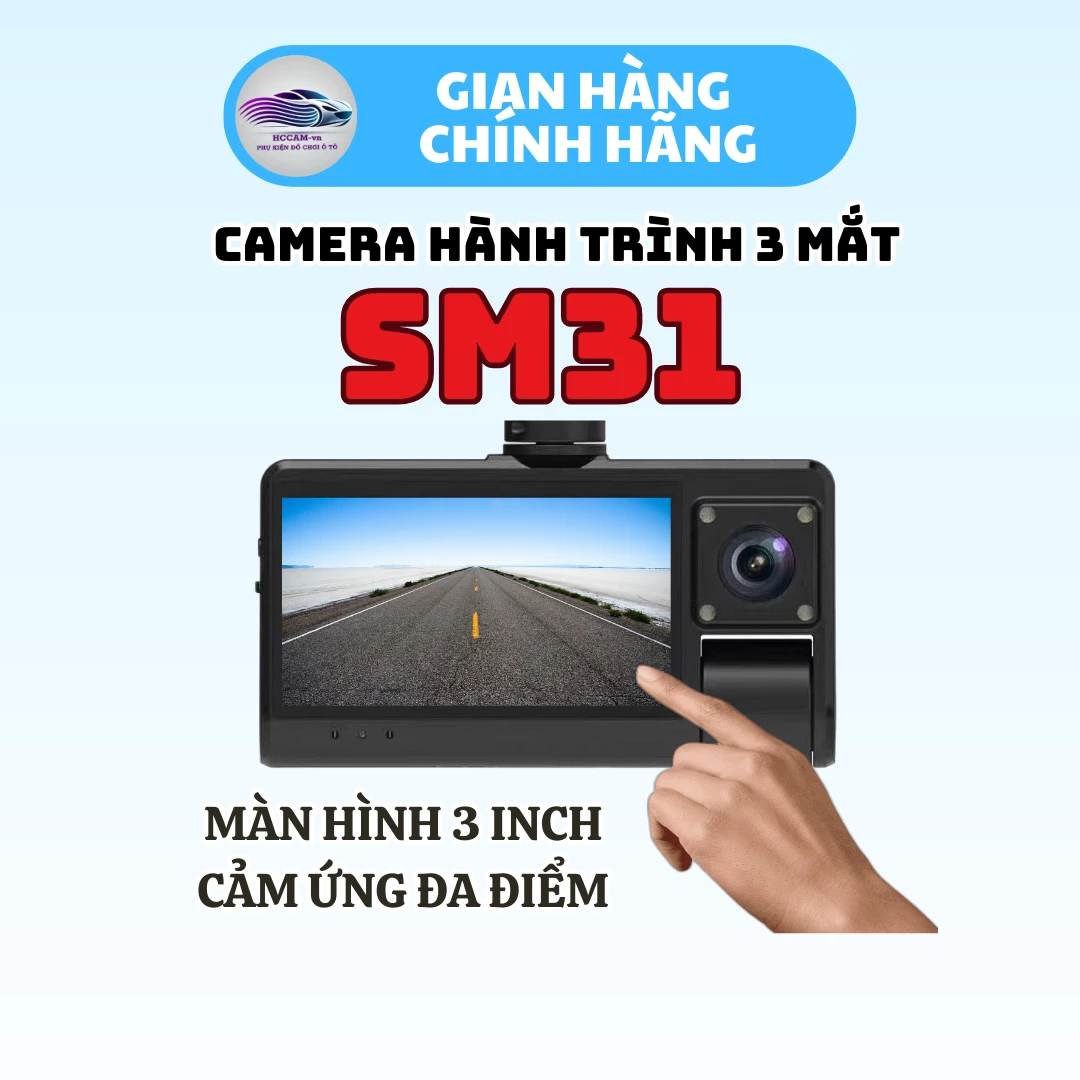 Camera hành trình ghi hình 3 mắt SM31, có kết nối điện thoại, tích hợp camera lùi và hồng ngoại quay trong xe... 2