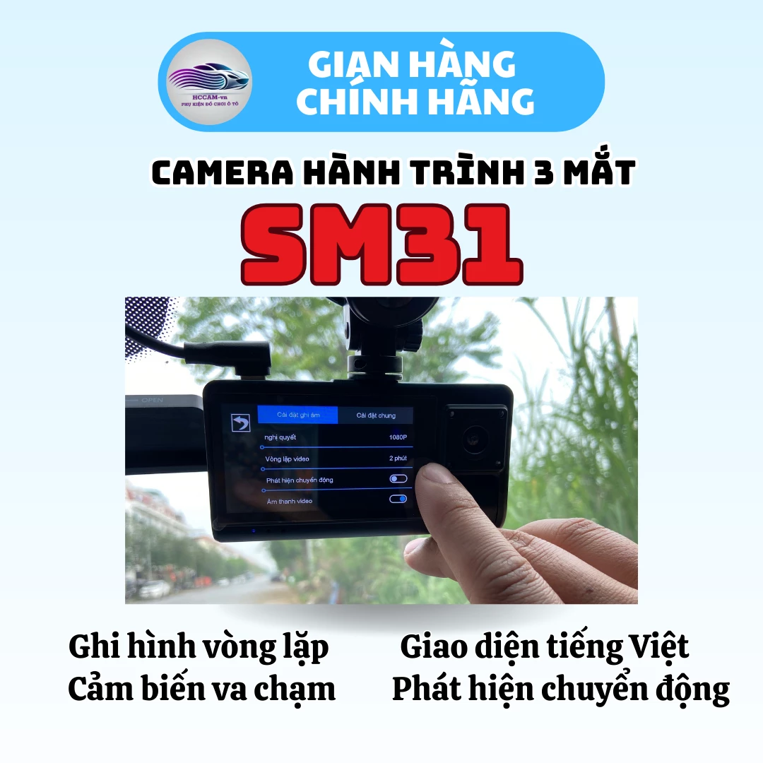 Camera hành trình ghi hình 3 mắt SM31, có kết nối điện thoại, tích hợp camera lùi và hồng ngoại quay trong xe... 3