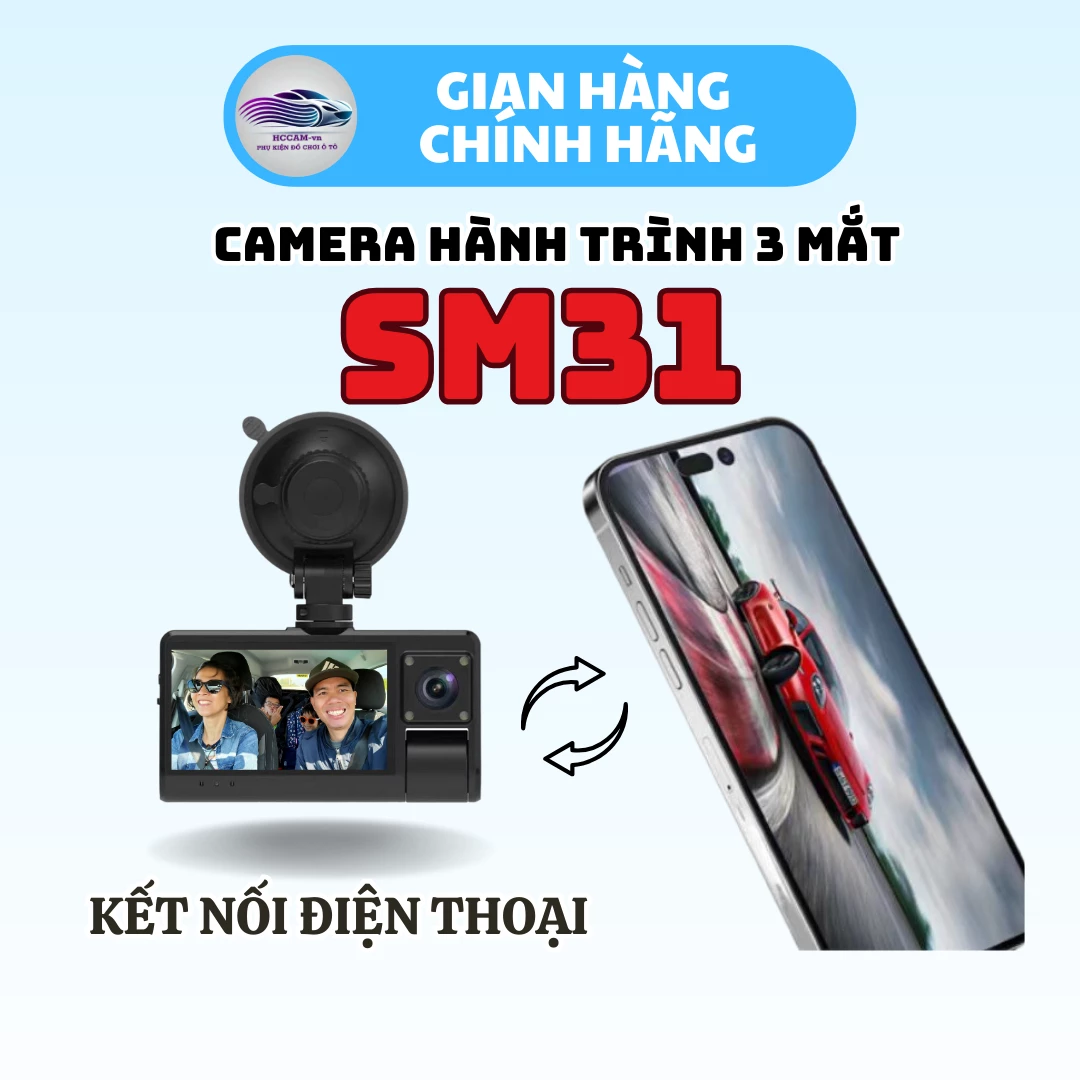 Camera hành trình ghi hình 3 mắt SM31, có kết nối điện thoại, tích hợp camera lùi và hồng ngoại quay trong xe... 4