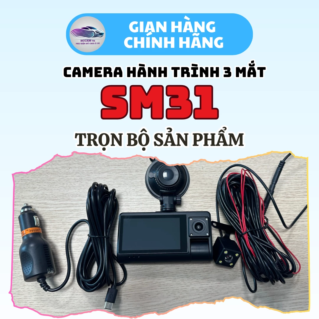 Camera hành trình ghi hình 3 mắt SM31, có kết nối điện thoại, tích hợp camera lùi và hồng ngoại quay trong xe... 5