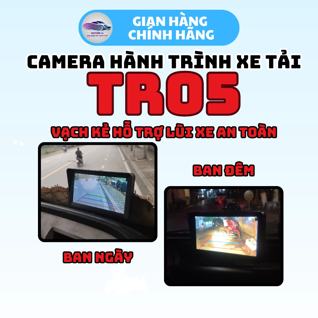 TR05-Camera hành trình kiêm màn hình hỗ trợ lùi xe tải, Ghi hình vòng lặp 2 mắt quay trước sau... 3