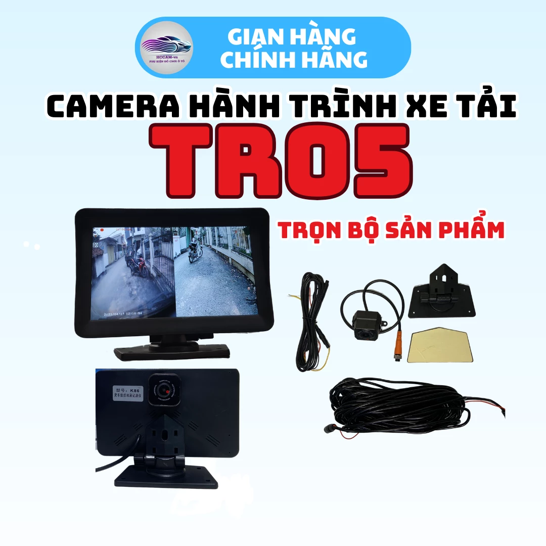 TR05-Camera hành trình kiêm màn hình hỗ trợ lùi xe tải, Ghi hình vòng lặp 2 mắt quay trước sau... 4