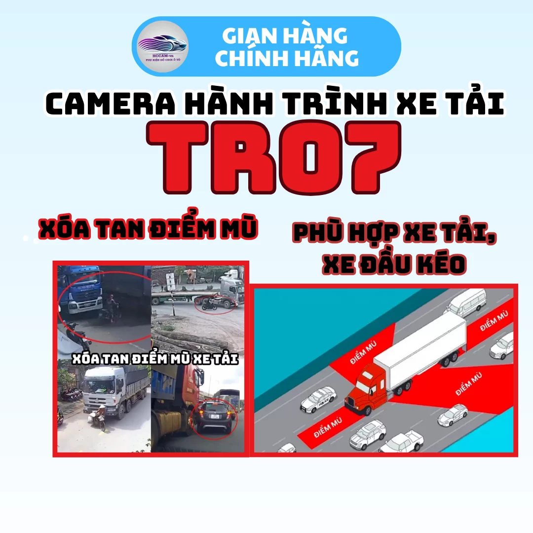 Camera hành trình TR07, 4 mắt camera sắc nét, chống nước IP68 giúp xóa điểm mù xe kích thước lớn. 1