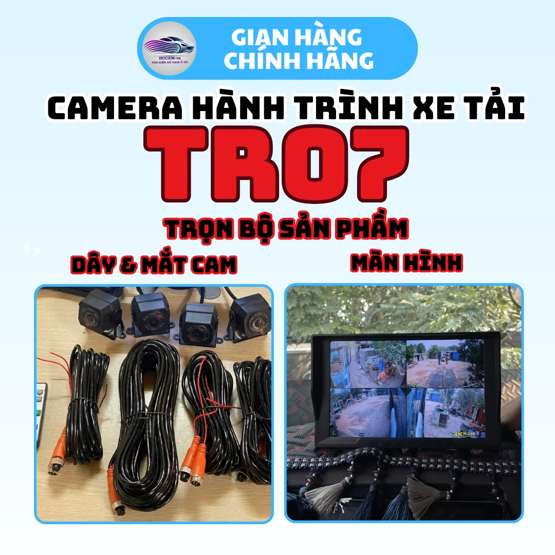 Camera hành trình TR07, 4 mắt camera sắc nét, chống nước IP68 giúp xóa điểm mù xe kích thước lớn. 2