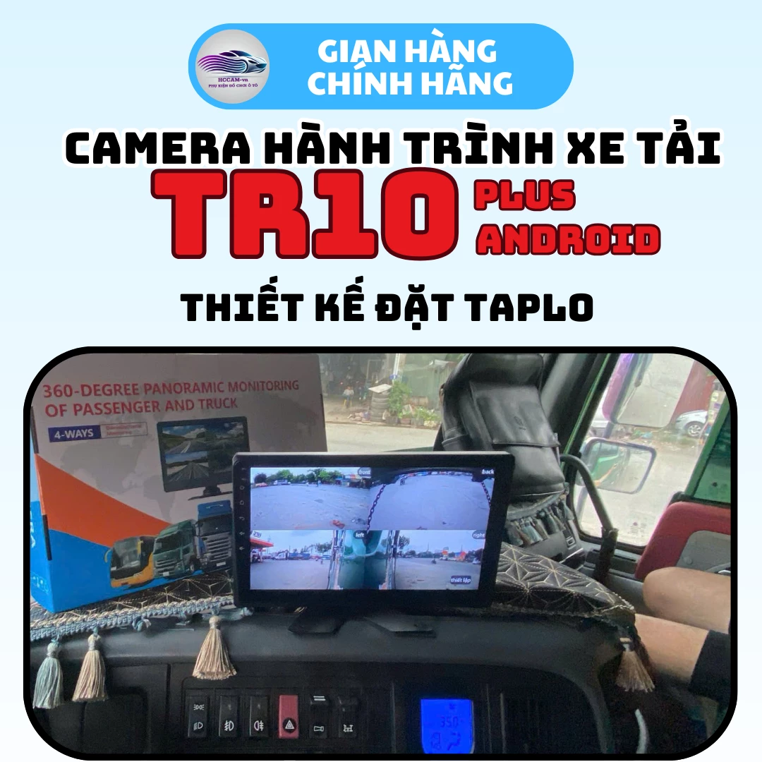 Camera hành trình xe tải TR10 Plus, ghi hình 4 mắt với màn cảm ứng 10inch, xem phim, nghe nhạc, hỗ trợ vạch kẻ lùi xe 5