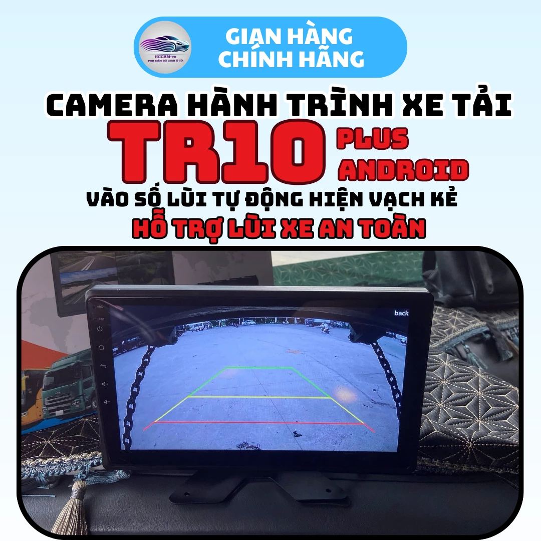 Camera hành trình xe tải TR10 Plus, ghi hình 4 mắt với màn cảm ứng 10inch, xem phim, nghe nhạc, hỗ trợ vạch kẻ lùi xe 6