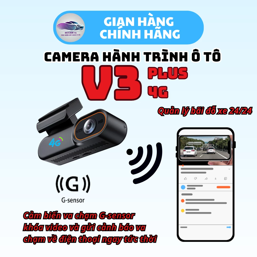 Camera hành trình V3 Plus 4G  – Quản lý xe liên tục, xem trực tiếp từ xa, ghi đè vòng lặp thông minh, độ phân giải FullHD sắc nét... 1