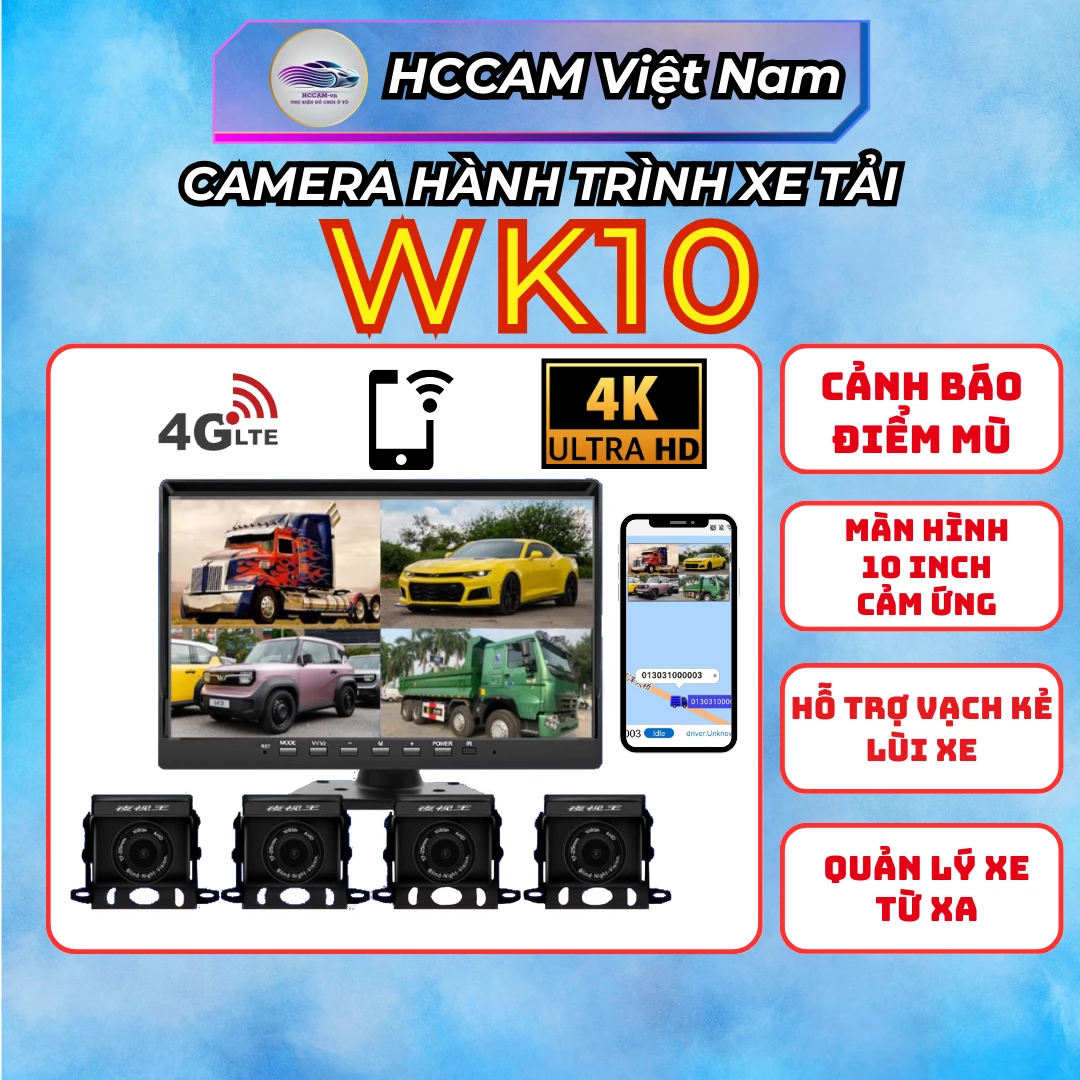 Camera Hành Trình, Xóa Điểm Mù WK10 – QUẢN LÝ An Toàn Cho Xe Tải, xe đầu kèo, cảnh báo điểm mù